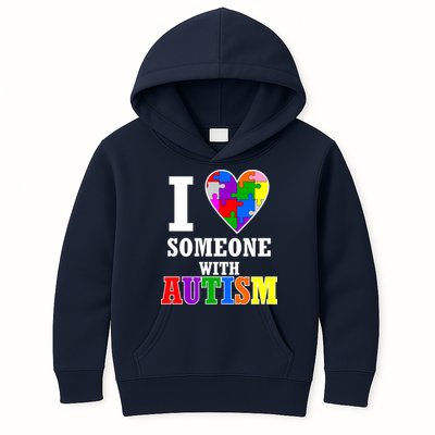 I Love Someone With Autism Puzzle Piece Heart Kids Hoodie