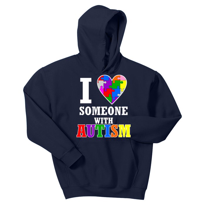 I Love Someone With Autism Puzzle Piece Heart Kids Hoodie