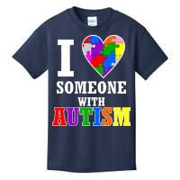 I Love Someone With Autism Puzzle Piece Heart Kids T-Shirt