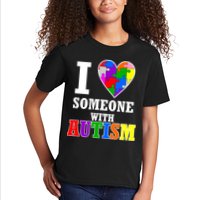 I Love Someone With Autism Puzzle Piece Heart Kids T-Shirt