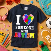 I Love Someone With Autism Puzzle Piece Heart Kids T-Shirt
