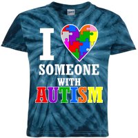 I Love Someone With Autism Puzzle Piece Heart Kids Tie-Dye T-Shirt