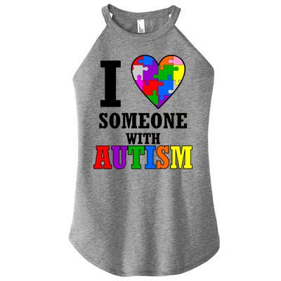 I Love Someone With Autism Puzzle Piece Heart Women's Perfect Tri Rocker Tank