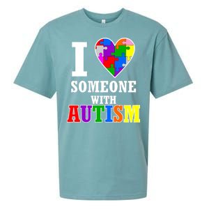 I Love Someone With Autism Puzzle Piece Heart Sueded Cloud Jersey T-Shirt