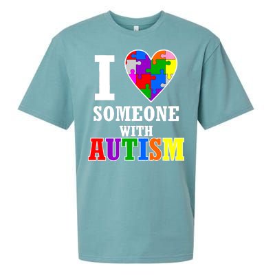 I Love Someone With Autism Puzzle Piece Heart Sueded Cloud Jersey T-Shirt