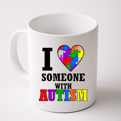 I Love Someone With Autism Puzzle Piece Heart Coffee Mug