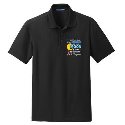 I Love Someone With Autism To The Moon & Back Dry Zone Grid Polo