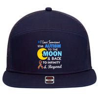 I Love Someone With Autism To The Moon & Back 7 Panel Mesh Trucker Snapback Hat