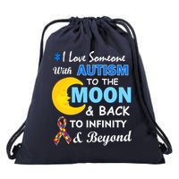I Love Someone With Autism To The Moon & Back Drawstring Bag