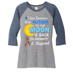 I Love Someone With Autism To The Moon & Back Women's Tri-Blend 3/4-Sleeve Raglan Shirt