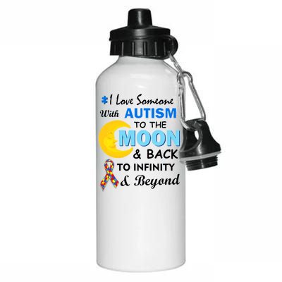 I Love Someone With Autism To The Moon & Back Aluminum Water Bottle