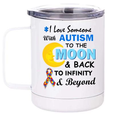 I Love Someone With Autism To The Moon & Back 12 oz Stainless Steel Tumbler Cup