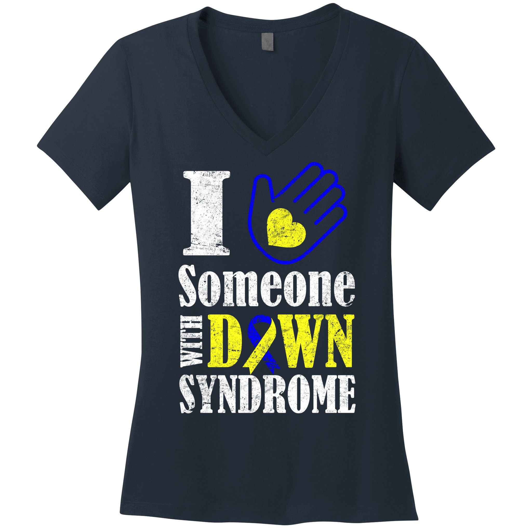 I Love Someone With Down Syndrome Women's V-Neck T-Shirt