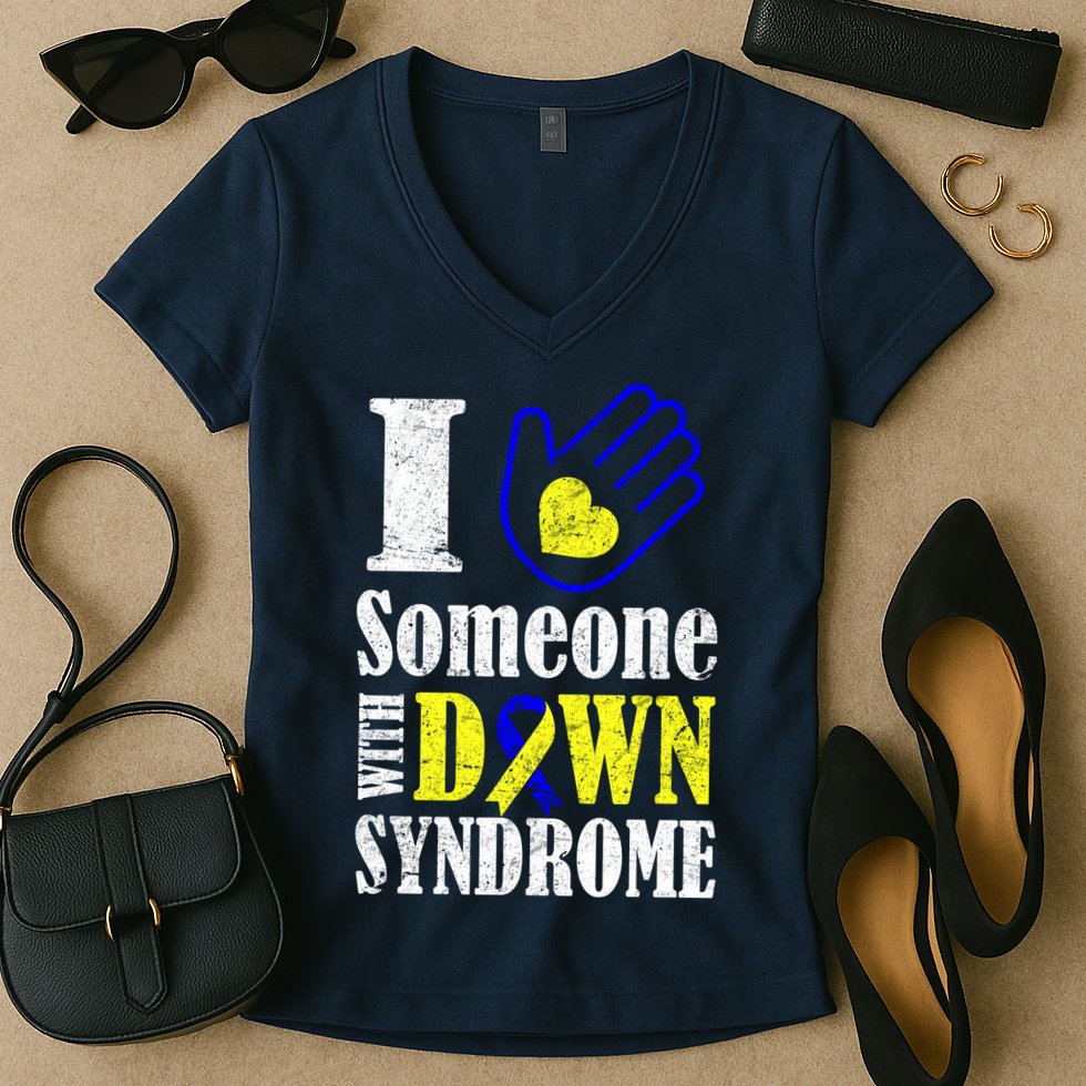 I Love Someone With Down Syndrome Women's V-Neck T-Shirt