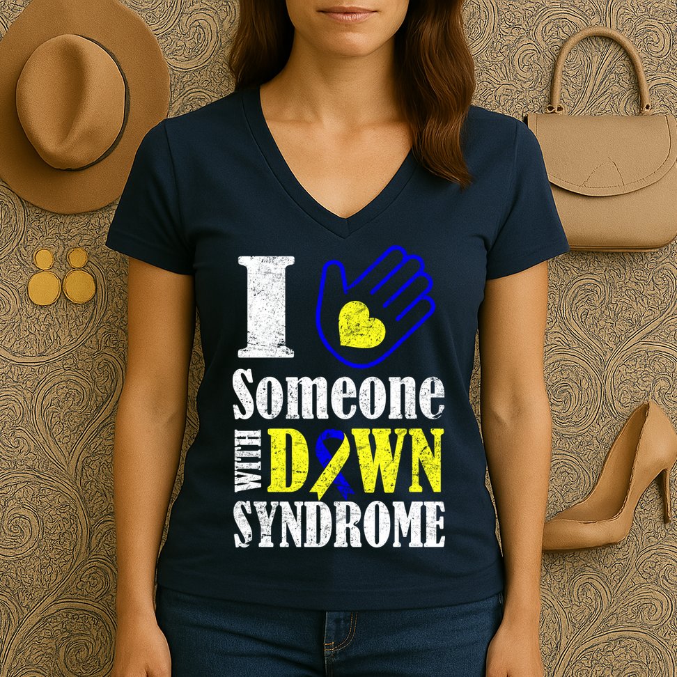 I Love Someone With Down Syndrome Women's V-Neck T-Shirt