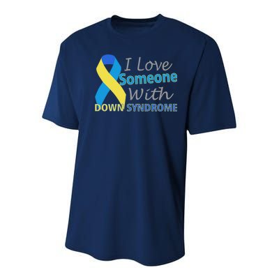 I Love Someone With Down Syndrome Awareness Youth Performance Sprint T-Shirt