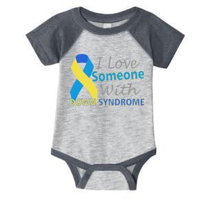 I Love Someone With Down Syndrome Awareness Infant Baby Jersey Bodysuit