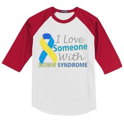 I Love Someone With Down Syndrome Awareness Kids Colorblock Raglan Jersey