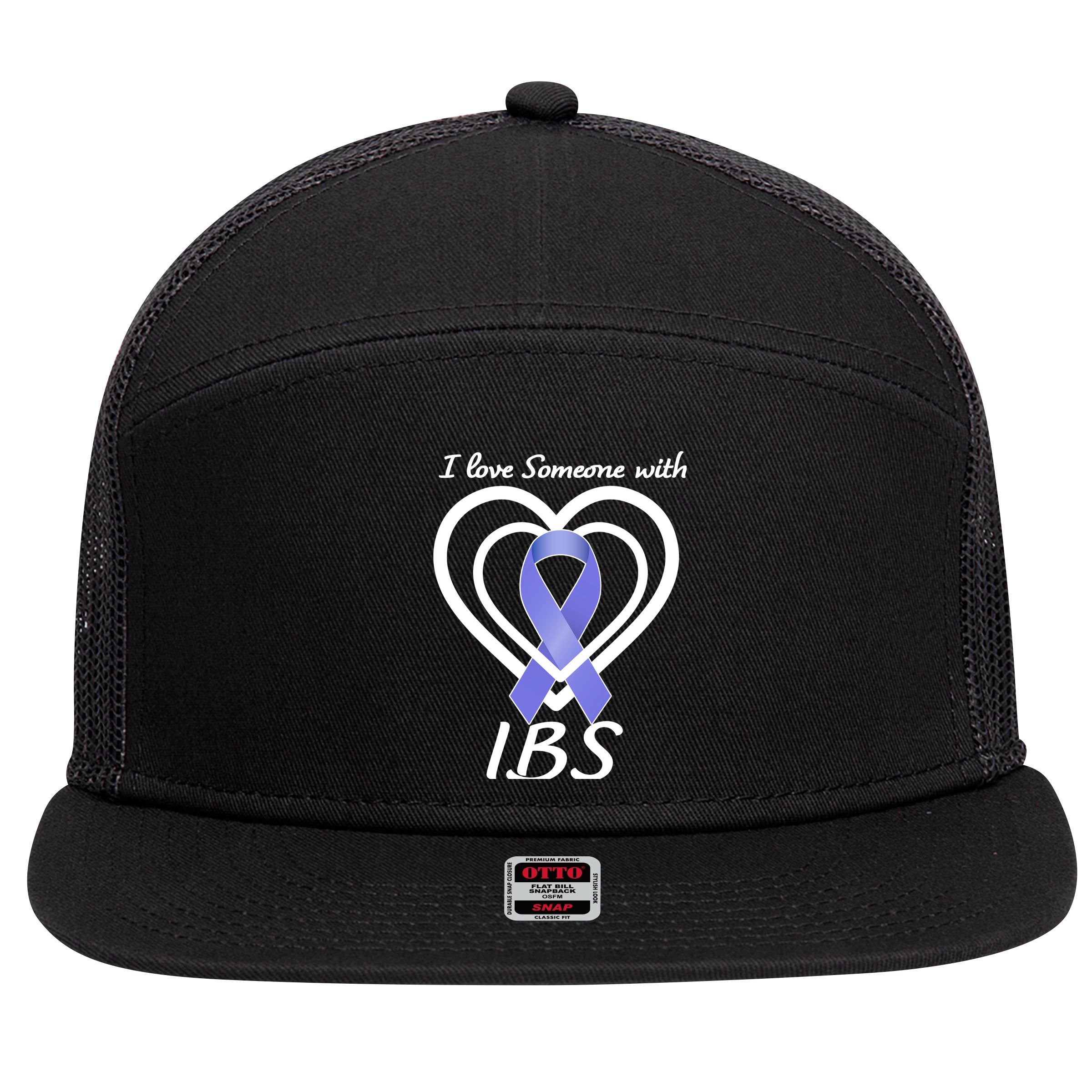 I Love Someone With IBS Irritable Bowel Syndrome Awareness 7 Panel Mesh Trucker Snapback Hat