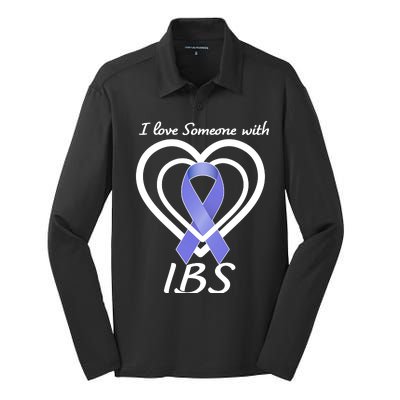 I Love Someone With IBS Irritable Bowel Syndrome Awareness Silk Touch Performance Long Sleeve Polo