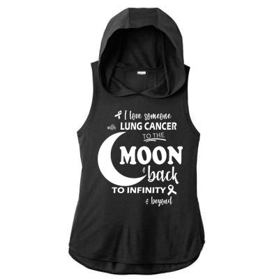 I Love Someone With Lung Cancer To The Moon And Back Ladies PosiCharge Tri-Blend Wicking Draft Hoodie Tank