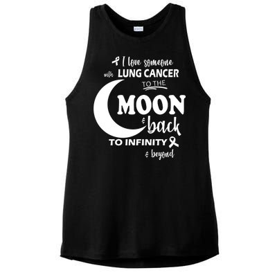 I Love Someone With Lung Cancer To The Moon And Back Ladies PosiCharge Tri-Blend Wicking Tank