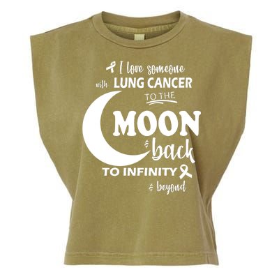 I Love Someone With Lung Cancer To The Moon And Back Garment-Dyed Women's Muscle Tee