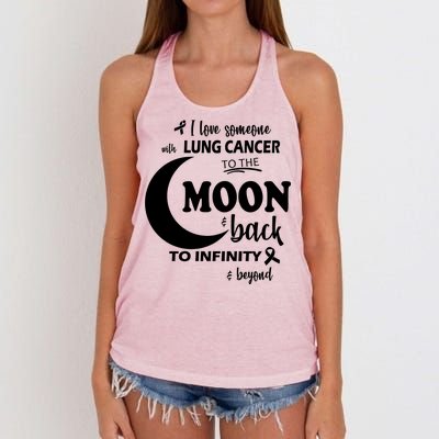 I Love Someone With Lung Cancer To The Moon And Back Women's Knotted Racerback Tank