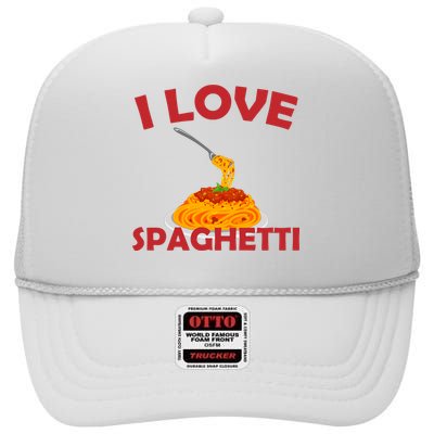 I Love Spaghetti High Crown Mesh Back Trucker Hat