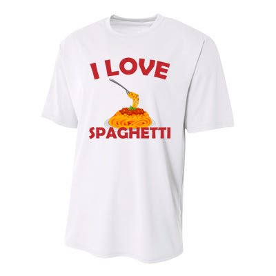 I Love Spaghetti Youth Performance Sprint T-Shirt