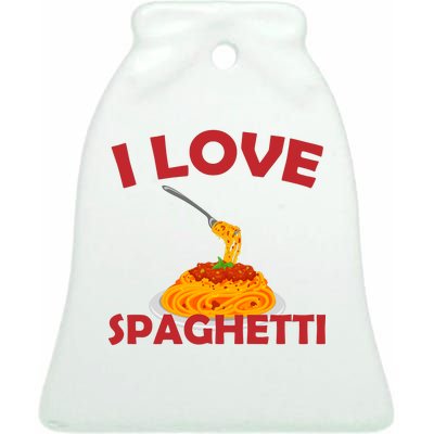 I Love Spaghetti Ceramic Bell Ornament