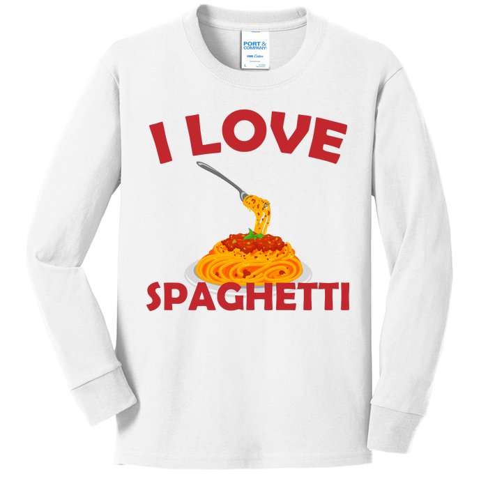 I Love Spaghetti Kids Long Sleeve Shirt