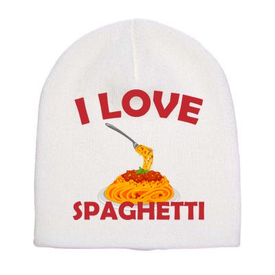 I Love Spaghetti Short Acrylic Beanie