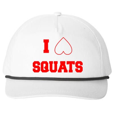 I Love Squats Heart Logo Snapback Five-Panel Rope Hat