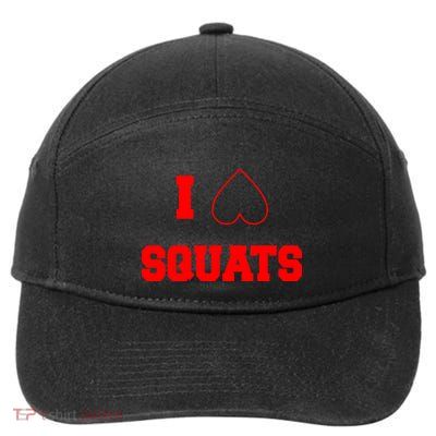 I Love Squats Heart Logo 7-Panel Snapback Hat