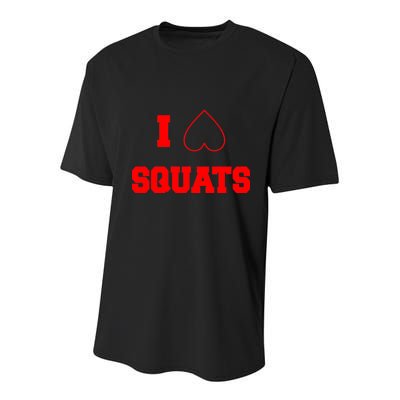 I Love Squats Heart Logo Youth Performance Sprint T-Shirt