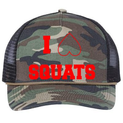 I Love Squats Heart Logo Retro Rope Trucker Hat Cap