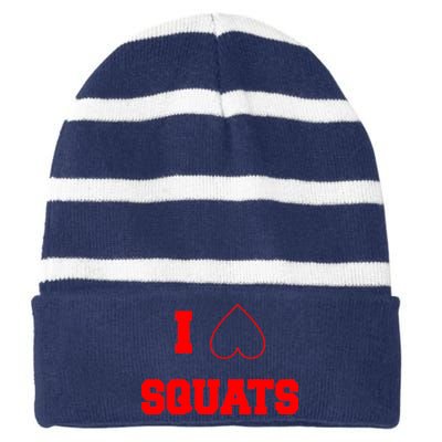 I Love Squats Heart Logo Striped Beanie with Solid Band