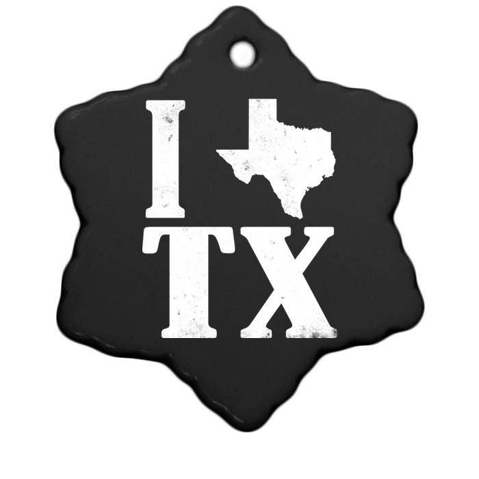 I Love Texas Ceramic Star Ornament