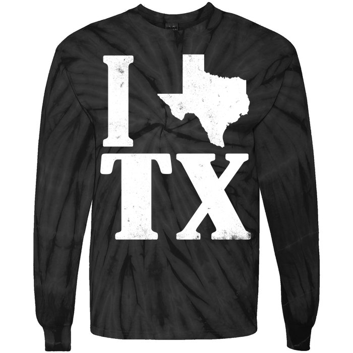 I Love Texas Tie-Dye Long Sleeve Shirt