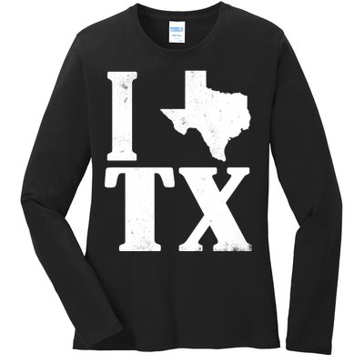 I Love Texas Ladies Long Sleeve Shirt