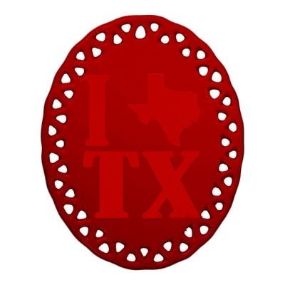 I Love Texas Ceramic Oval Ornament