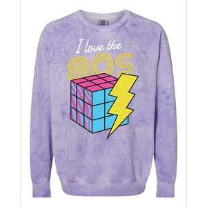 I Love The 80s Lightning Rubik Colorblast Crewneck Sweatshirt