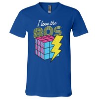 I Love The 80s Lightning Rubik V-Neck T-Shirt