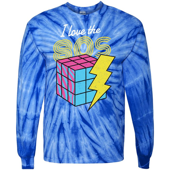 I Love The 80s Lightning Rubik Tie-Dye Long Sleeve Shirt