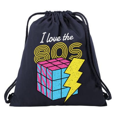 I Love The 80s Lightning Rubik Drawstring Bag