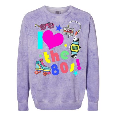 I Love The 80s Retro Party Mash-up Colorblast Crewneck Sweatshirt