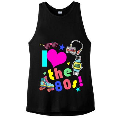 I Love The 80s Retro Party Mash-up Ladies PosiCharge Tri-Blend Wicking Tank