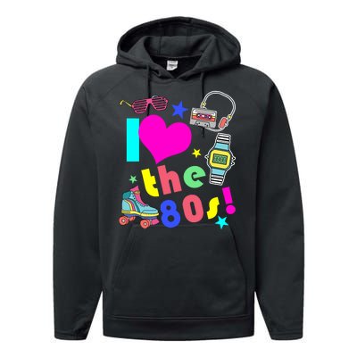 I Love The 80s Retro Party Mash-up Performance Fleece Hoodie