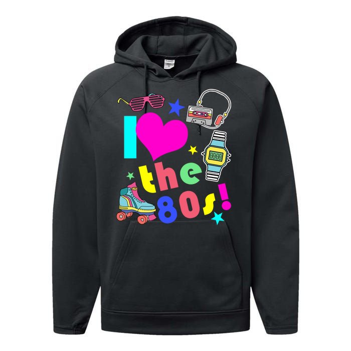 I Love The 80s Retro Party Mash-up Performance Fleece Hoodie